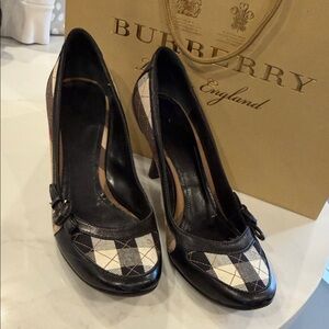 Burberry Black and White Checkered Heels